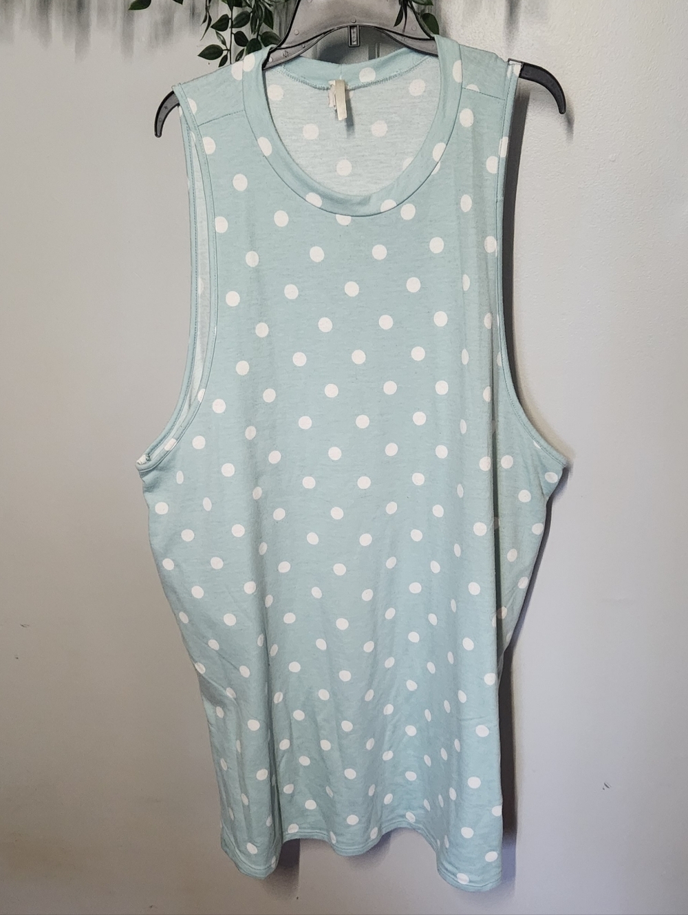 Mint Green Polka Dot Sleeveless Tank With Pockets!